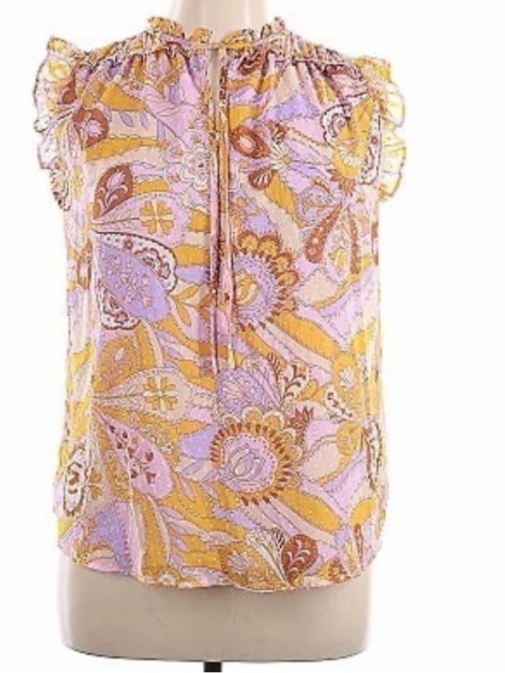 Maison d'Amelie Paisley Blouse Small S Pastel Academia Boho Flutter Sleeve Top